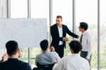 New employee introduced by business manager in seminar